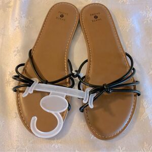 Shade & Shore Sandals Flats Black Slip On Sz 10 NWOT Gorgeous